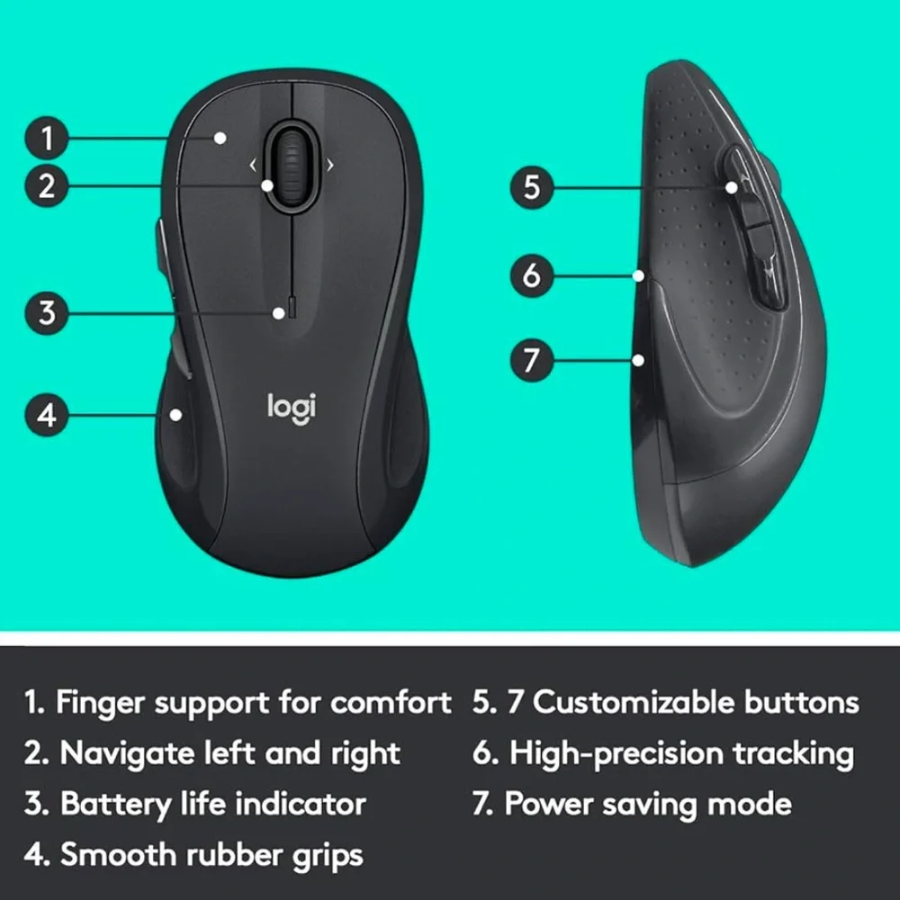 Logitech M510 Wireless Ergonomic Mouse + K400 Plus Wireless Keyboard Black